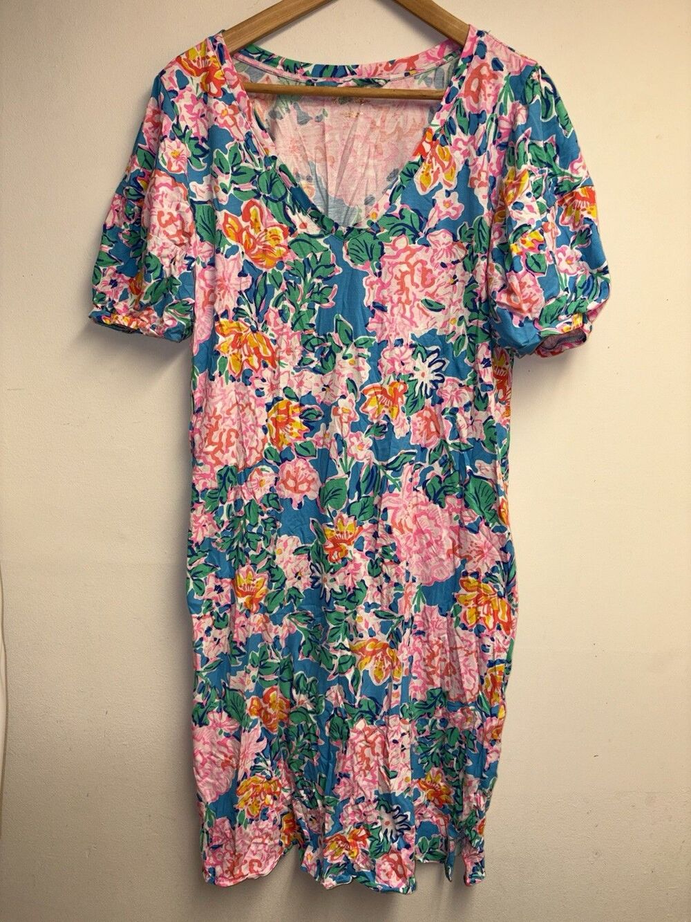 Lilly Pulitzer Vibrant Floral Full Length Dress Sz Large